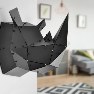 3D Geometrik Metal Gergedan Kafası Duvar Dekoru