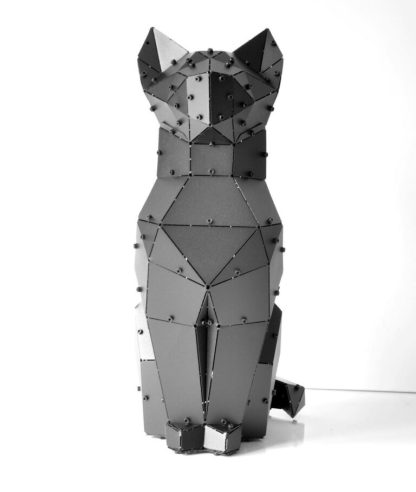 3D Geometrik Metal Large Kedi Heykeli