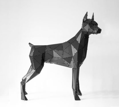 3D Geometrik Metal Large Doberman Heykeli