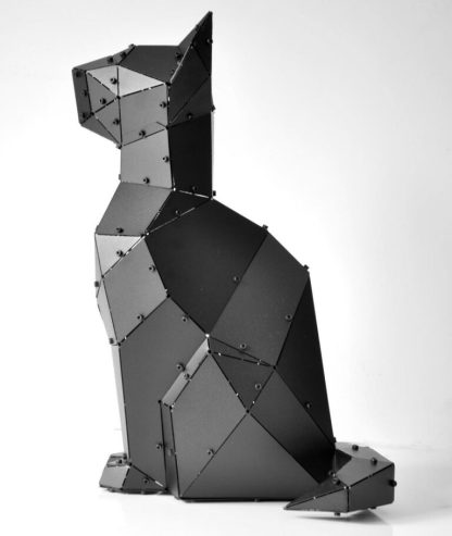 3D Geometrik Metal Large Kedi Heykeli - Görsel 3